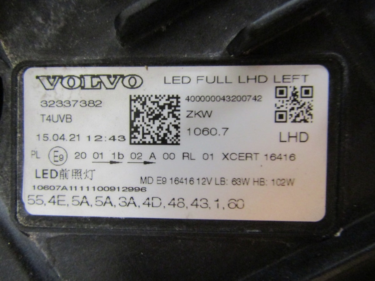 Prednji far Volvo XC60 Full LED crni 17-24 LH lijevi 32337382