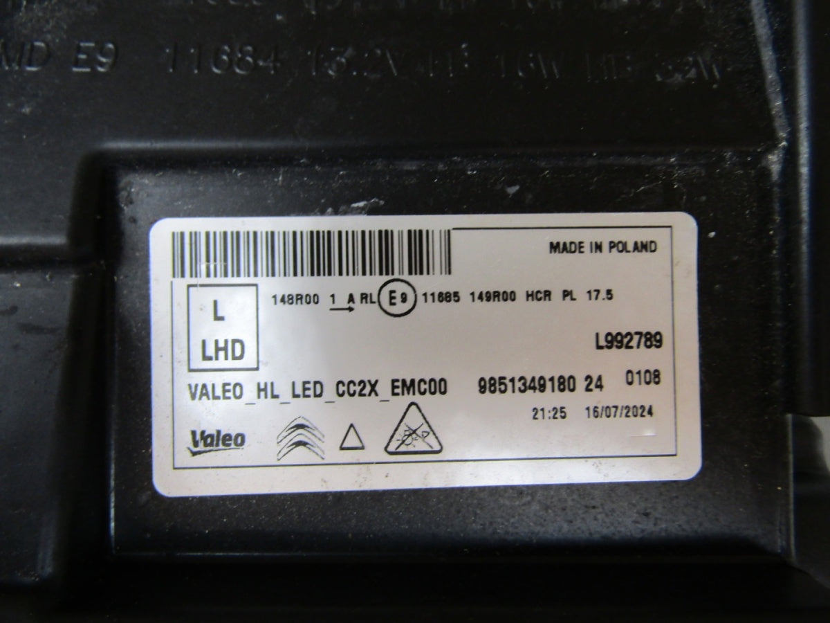 Prednji far CITROEN E-C3 C3 C3 AIRCROSS IV 4 LED 24- LH 9851349180