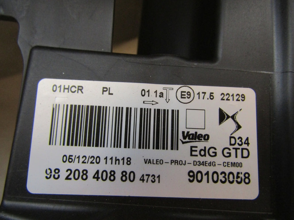 Prednji far CITROEN DS3 CROSSBACK halogen LH 9820840880
