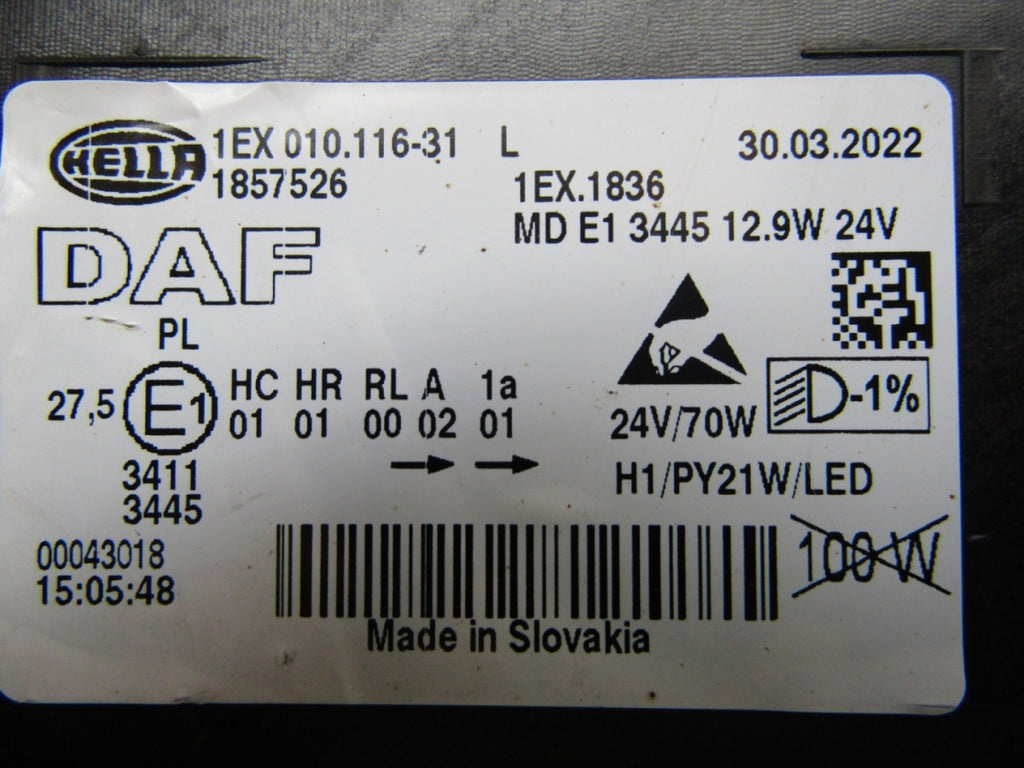 Prednji far DAF XF 106 Euro 6 HELLA LH lijevi 1EX01011631 13-