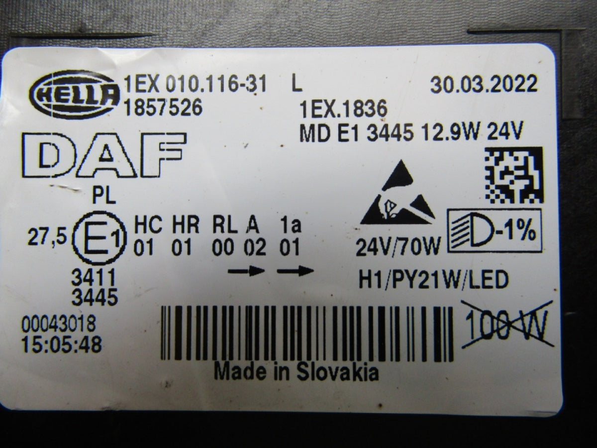 Prednji far DAF XF 106 Euro 6 HELLA LH lijevi 1EX01011631 13-