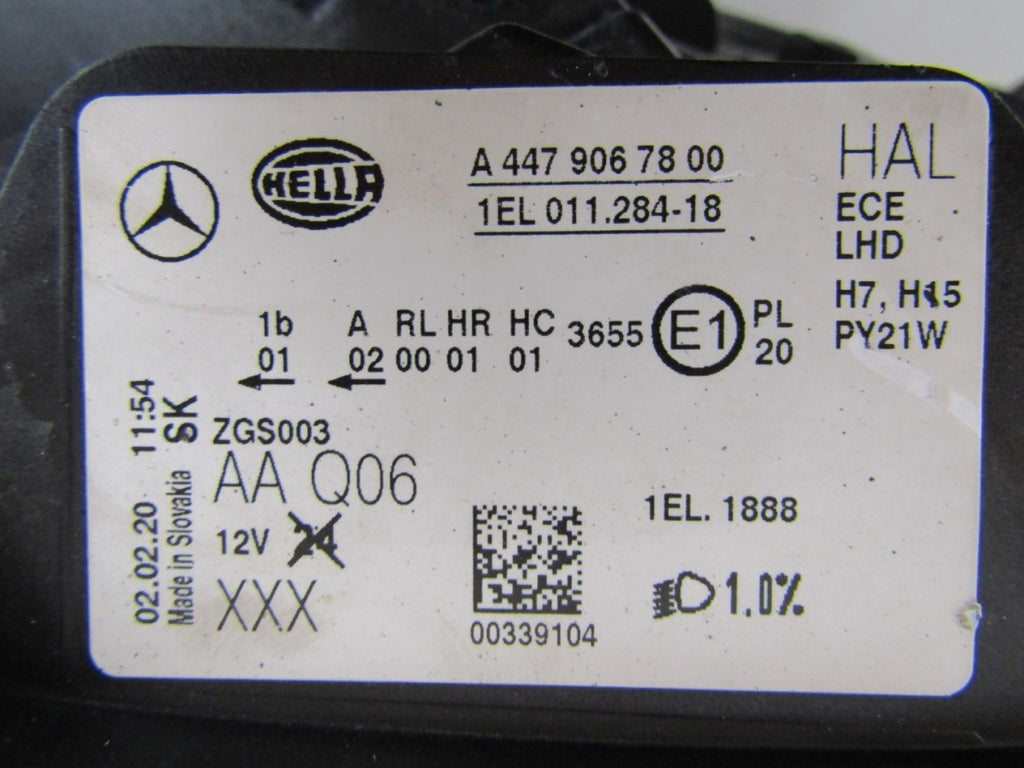 Prednji far MERCEDES V klasa W447 14- halogen RH desni A477 906 78 00