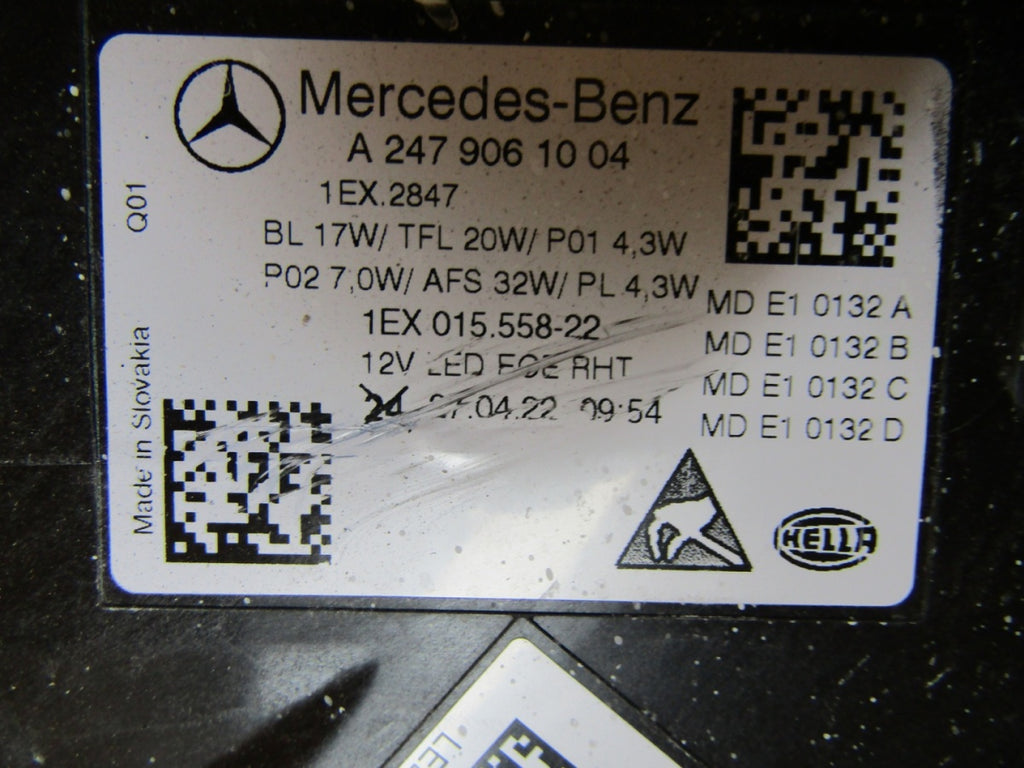 Prednji far MERCEDES B klasa W247 LED LIFT PERFORMANCE RH 22- A2479061004