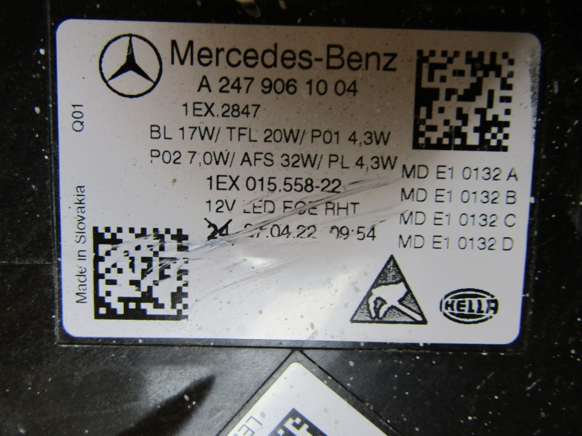 Prednji far MERCEDES B klasa W247 LED LIFT PERFORMANCE RH 22- A2479061004