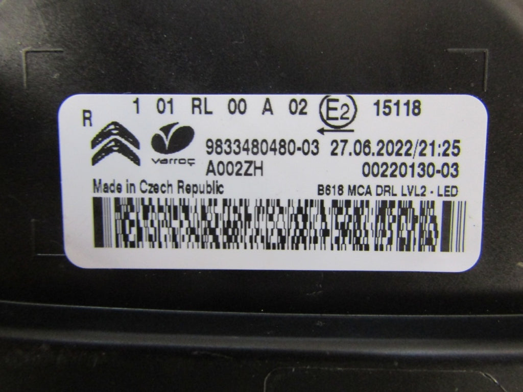 Prednji far CITROEN C3 III LED DRL 16-20 desni RH 9833480480-03