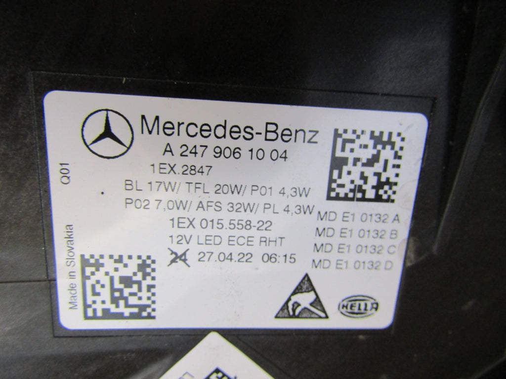 Prednji far MERCEDES B klasa W247 LED LIFT PERFORMANCE RH 22- A2479061004