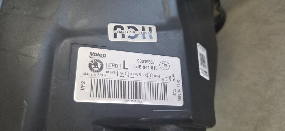 Prednji far SKODA RAPID halogen 12-16 lijevi LH 5JB941015