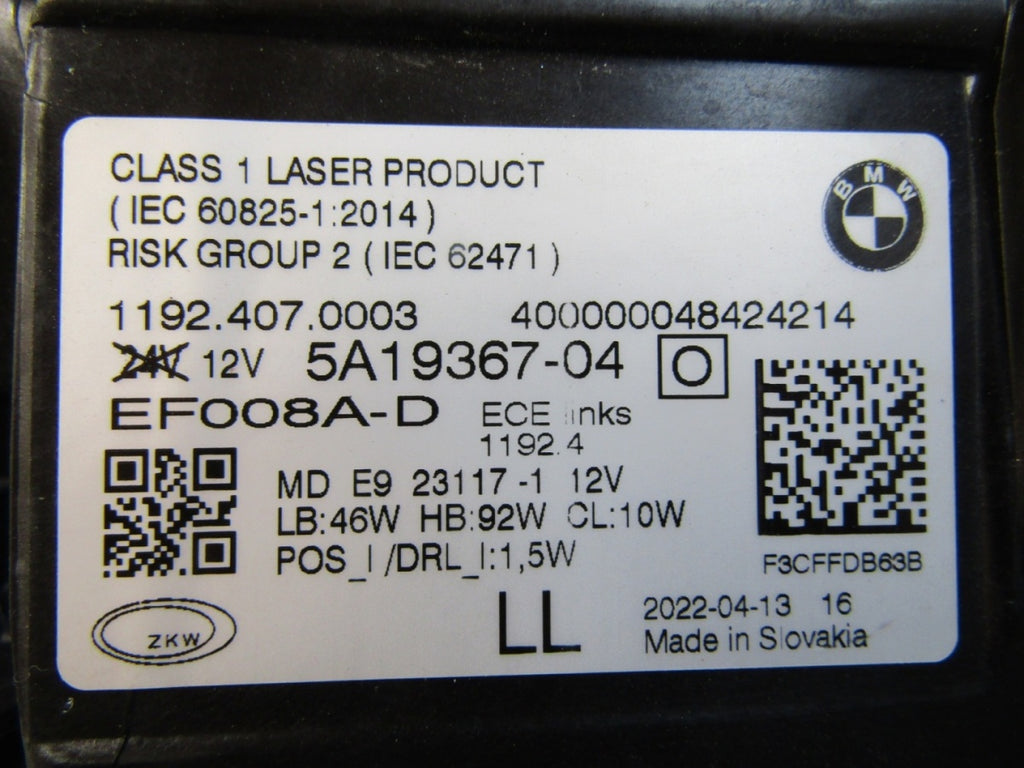 Prednji far BMW 4 G22 G23 G26 M3 G80 M4 G82 LASER 20- LH lijevi 5A19367-04