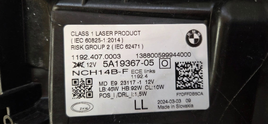 Prednji far BMW 4 G22 G23 G26 M3 G80 M4 G82 FULL LED lijevi LH 20-24 5A19367-05