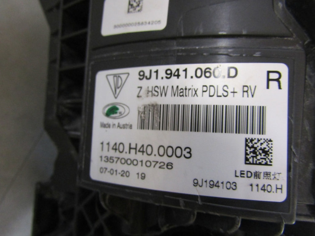 Prednji far Porsche Taycan 9J1 FULL LED MATRIX 19- RH desni 9J1941060D