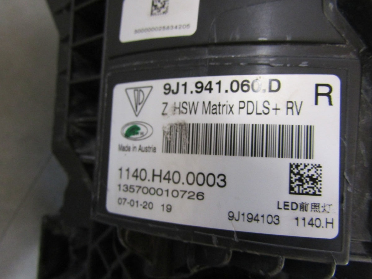 Prednji far Porsche Taycan 9J1 FULL LED MATRIX 19- RH desni 9J1941060D