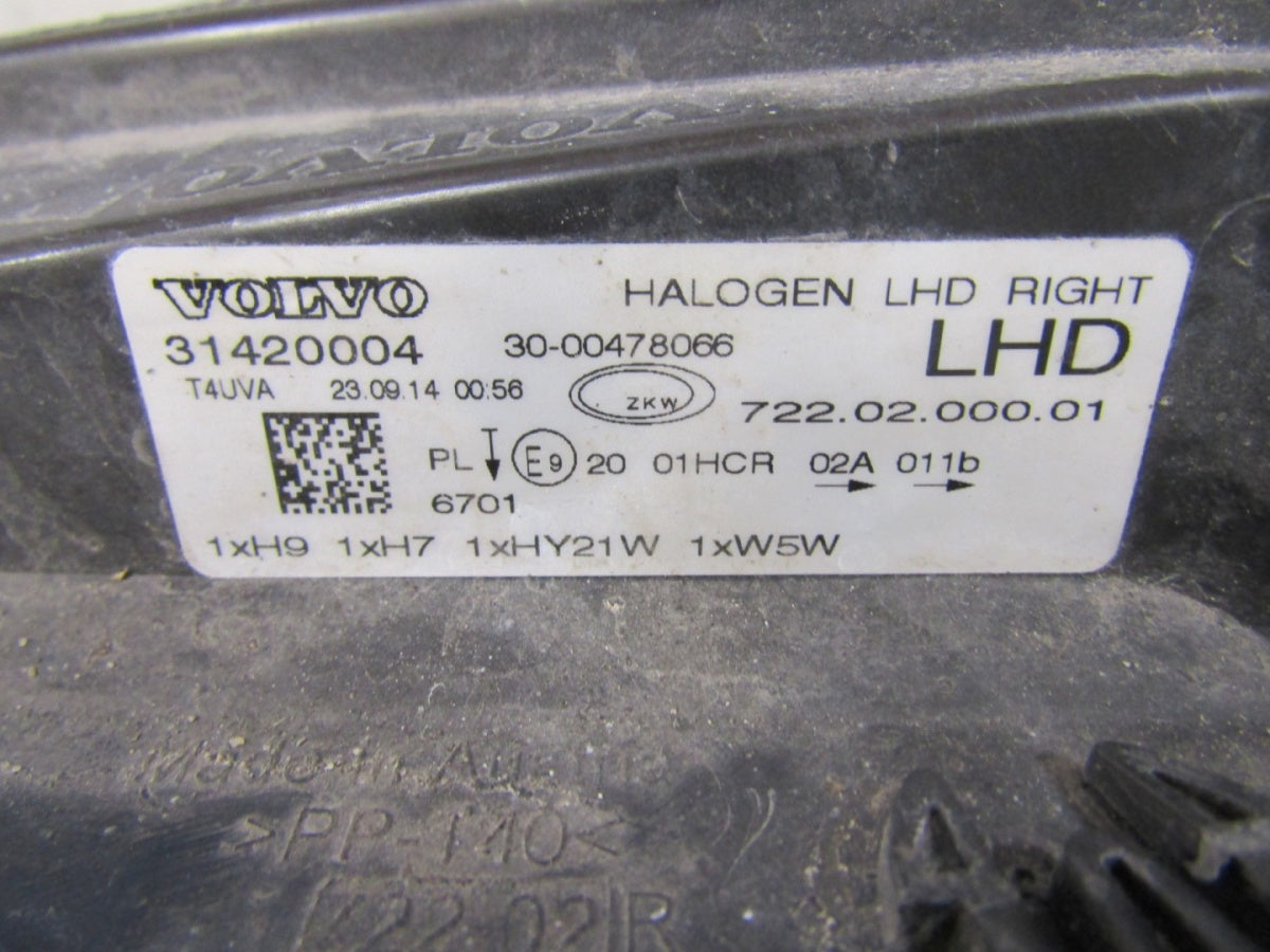 Prednji far Volvo V40 halogen 12-16 RH 31420004