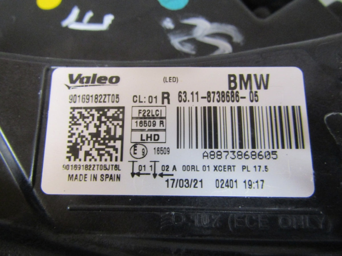 Prednji far BMW 2 F22 F23 F87 LIFT ADAPTIVE FULL LED 17-21 RH 8738686